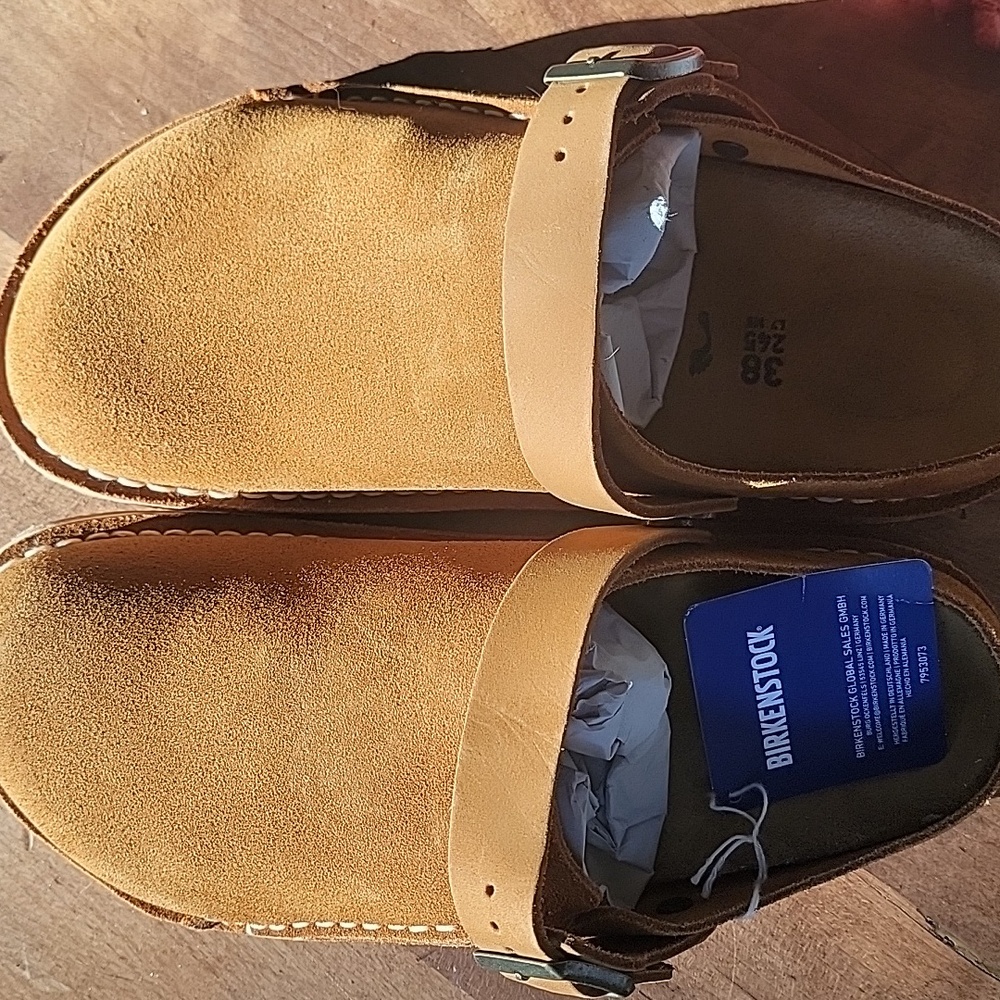 NIB Birkenstick Lutry Premium Suede Mink Womens Sz 38 US 7.0 Narrow.